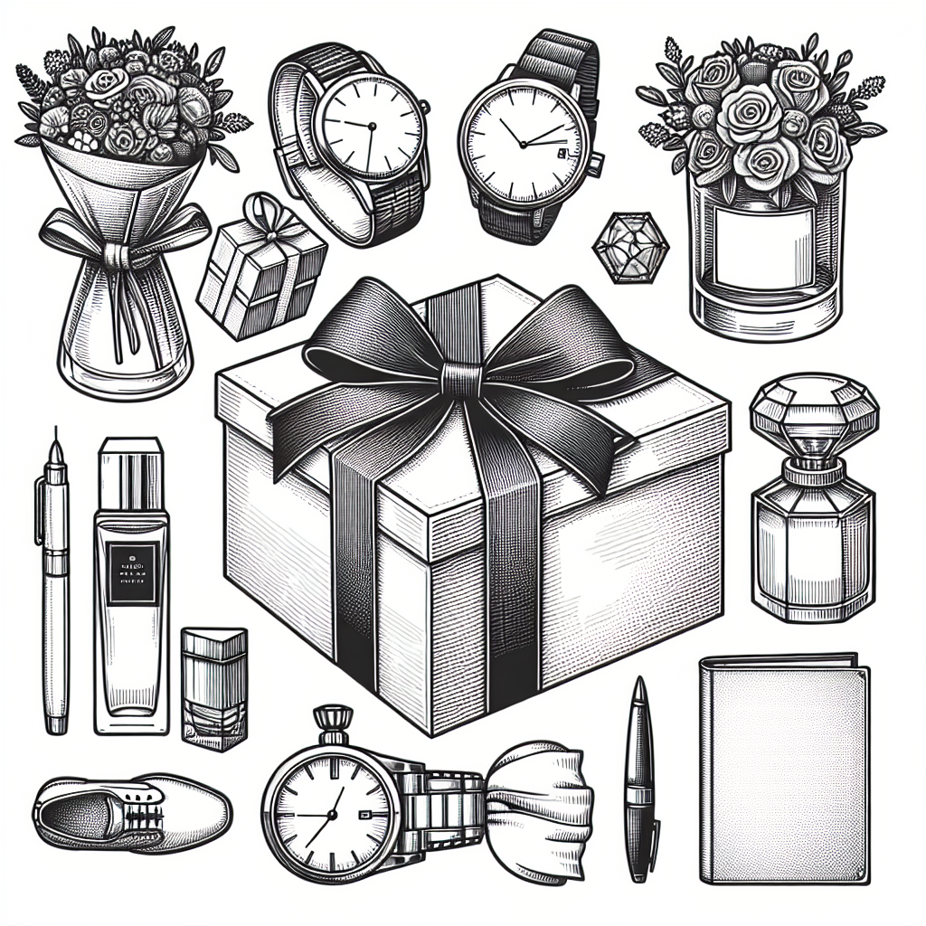 Quel cadeau pour un anniversaire ? - Illustration style line art