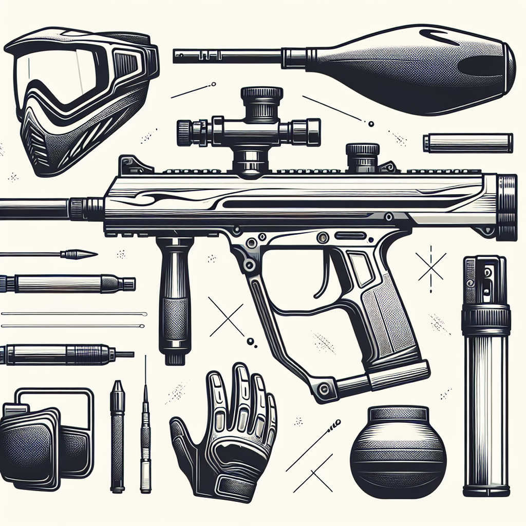 Quel matos offrir en cadeau pour un acco au paintball? - Illustration style line art