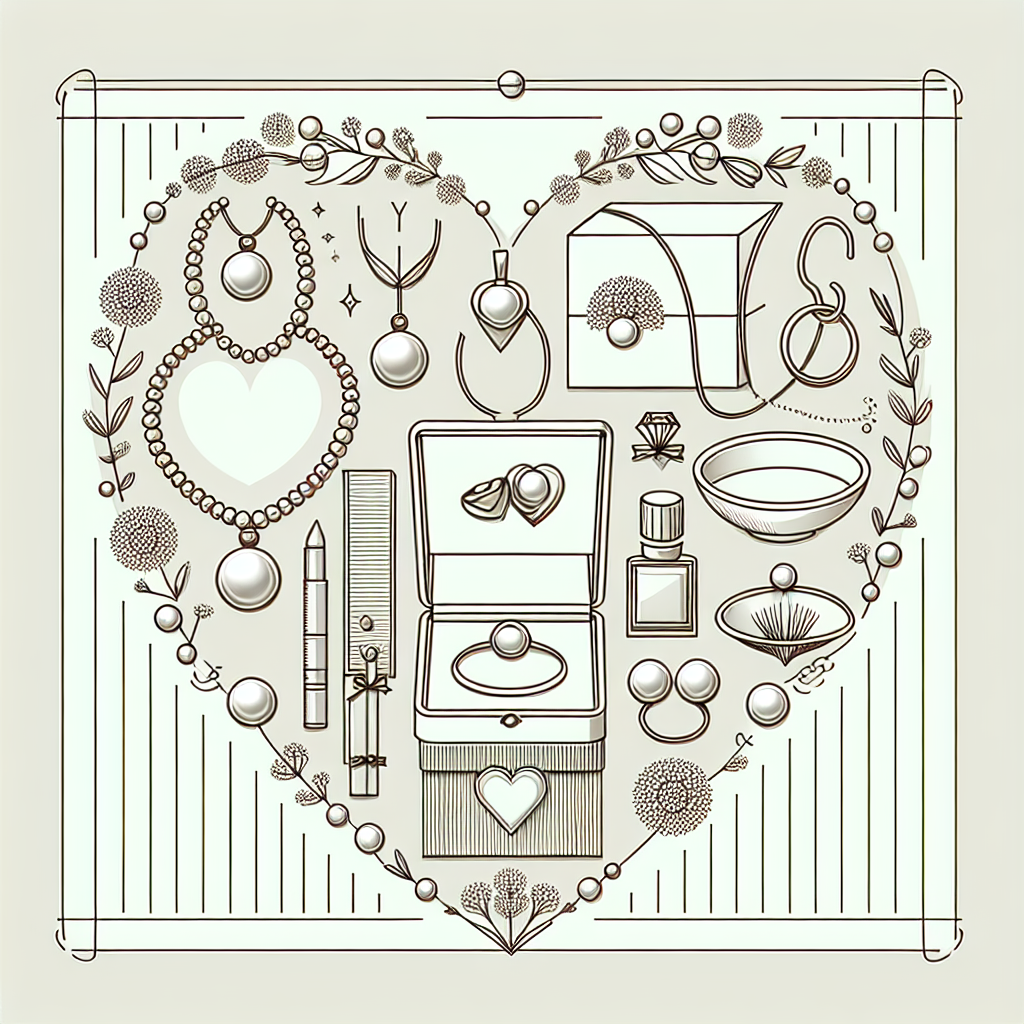 Quel cadeau offrir pour les 30 ans ans de mariage : Noces de perle ? - Illustration style line art