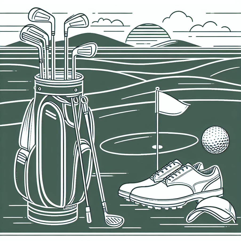 Sa passion le golf, quel cadeau lui offrir - Illustration style line art