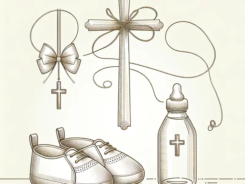 quel cadeau pour un bapteme - Illustration style line art