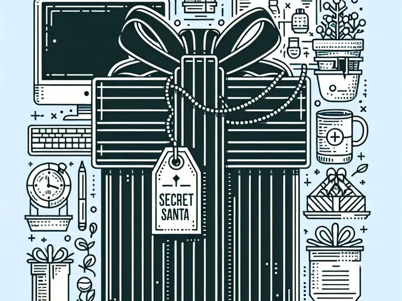 Quel cadeau offrir pour secret santa entre collègues - Illustration style line art
