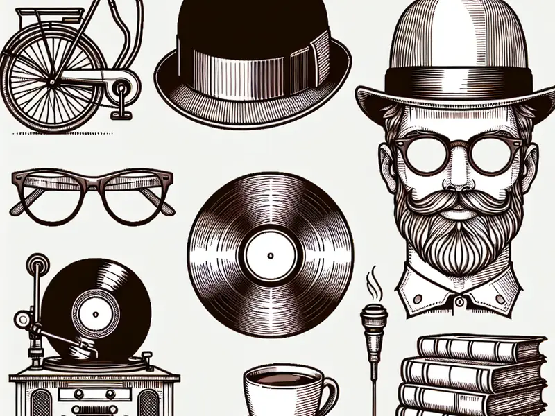 Quel cadeau pour un hipster dans les 30 ans - Illustration style line art