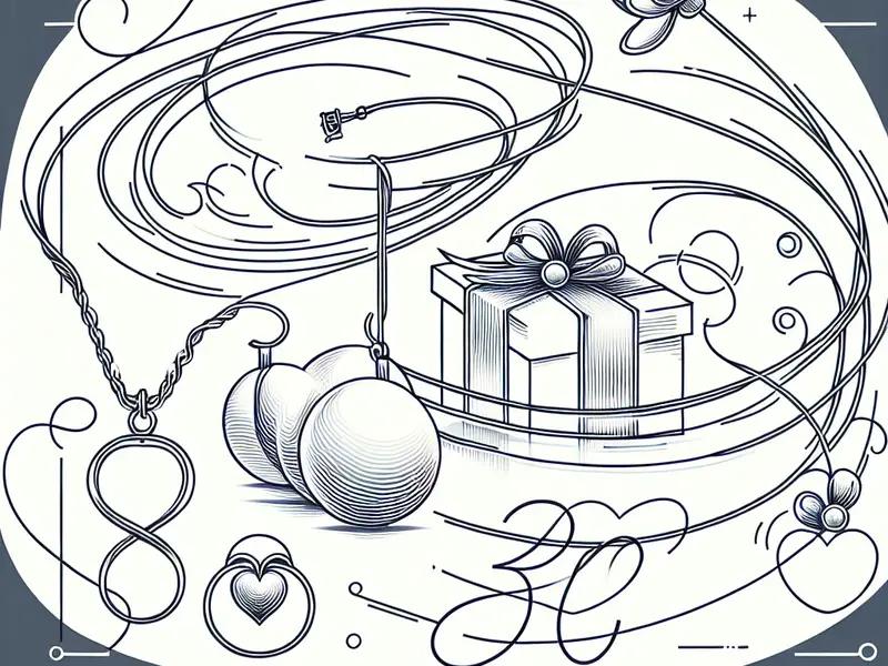 Quel cadeau offrir pour les 30 ans ans de mariage : Noces de perle ? - Illustration style line art