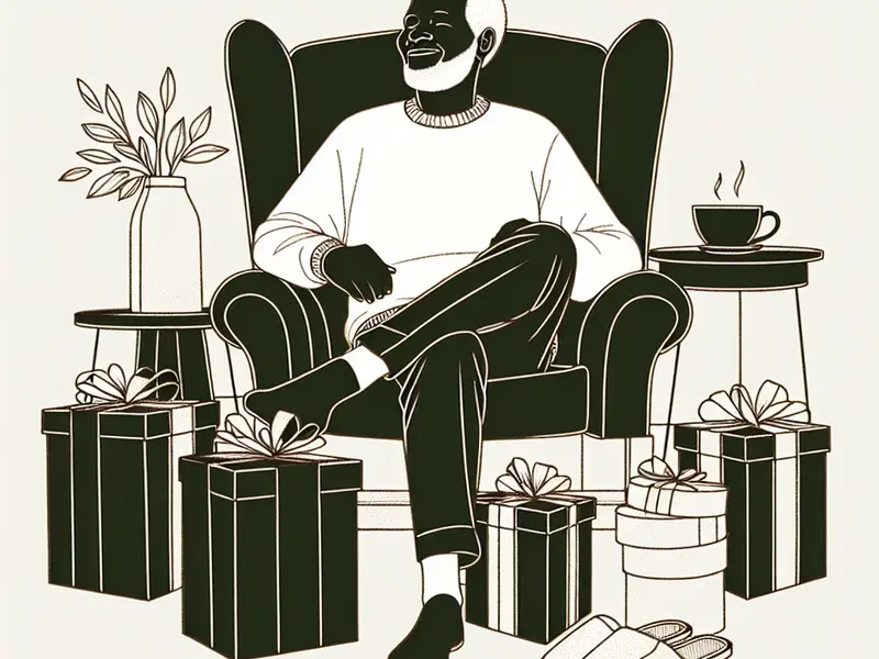 Quel cadeau pour papy ? - Illustration style line art