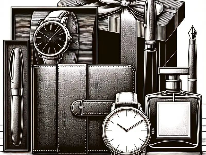 quel cadeau offrir à un homme pour son anniversaire - Illustration style line art