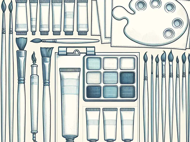 Le cadeau pour un peintre d'aquarelle - Illustration style line art