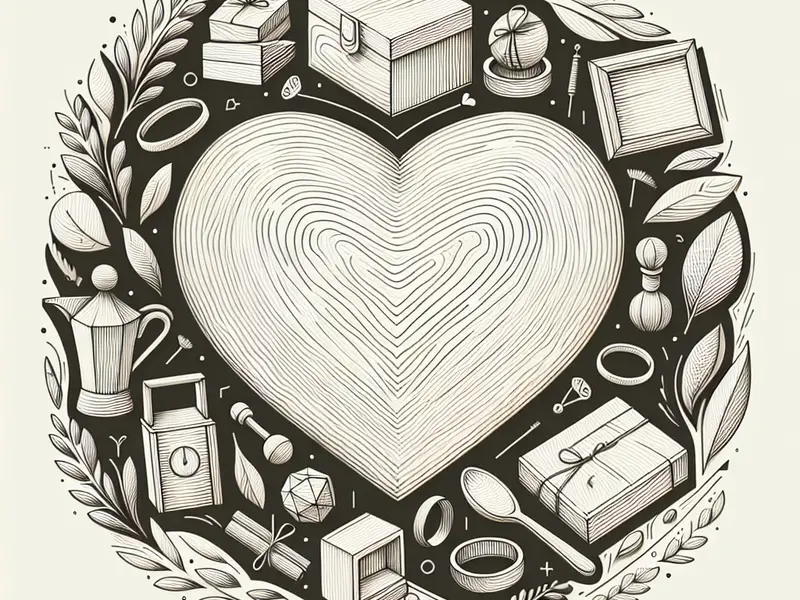 Quel cadeau offrir pour les 5 ans ans de mariage : Noces de bois ? - Illustration style line art
