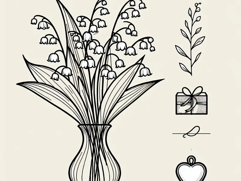Quel cadeau offrir pour les 13 ans ans de mariage : Noces de muguet ? - Illustration style line art