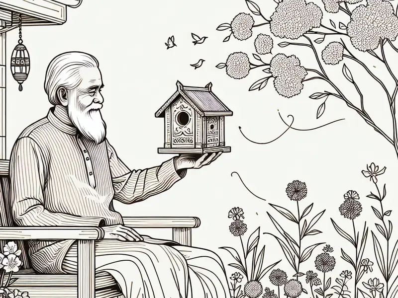 Quel cadeau pour un papy ? - Illustration style line art