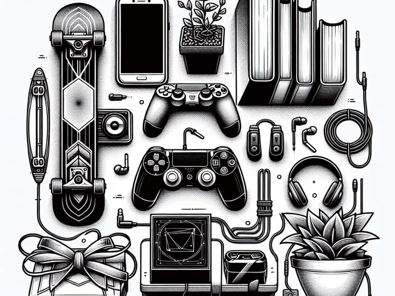 Quel cadeau pour un ado ? - Illustration style line art