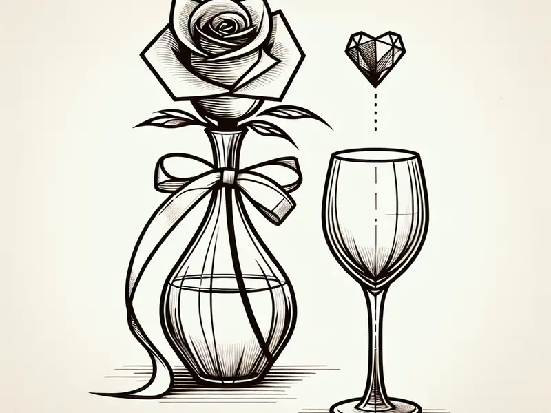 Quel cadeau offrir pour les 15 ans ans de mariage : Noces de cristal ? - Illustration style line art