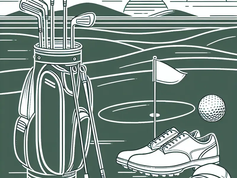 Sa passion le golf, quel cadeau lui offrir - Illustration style line art