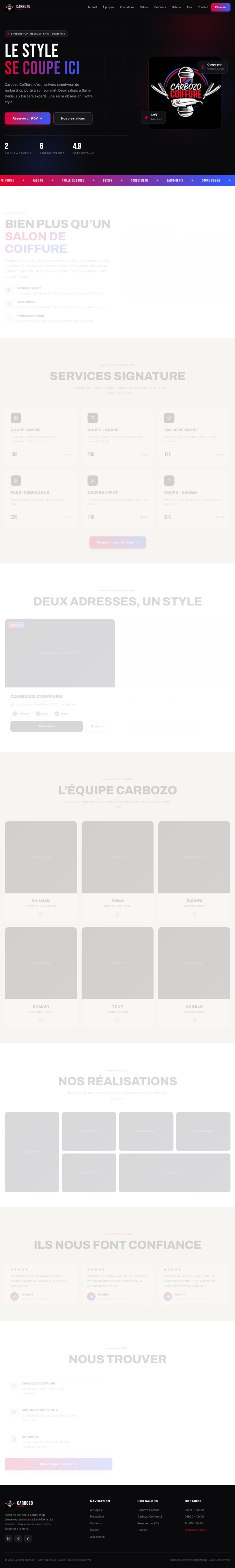 Capture pleine page du site Carbozo Coiffure