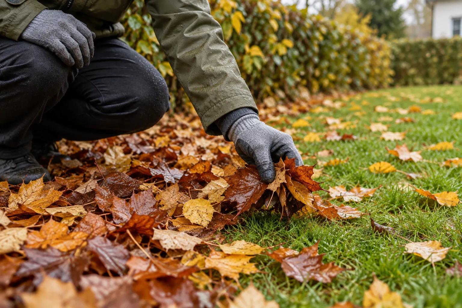 Spredt høstløv og et tett løvdekke krever ulik behandling på plenen.