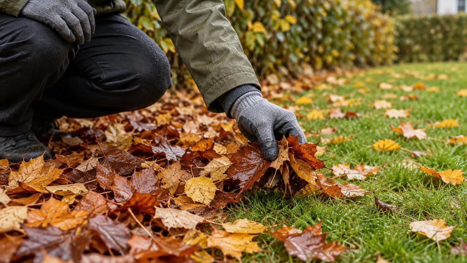 Spredt høstløv og et tett løvdekke krever ulik behandling på plenen.