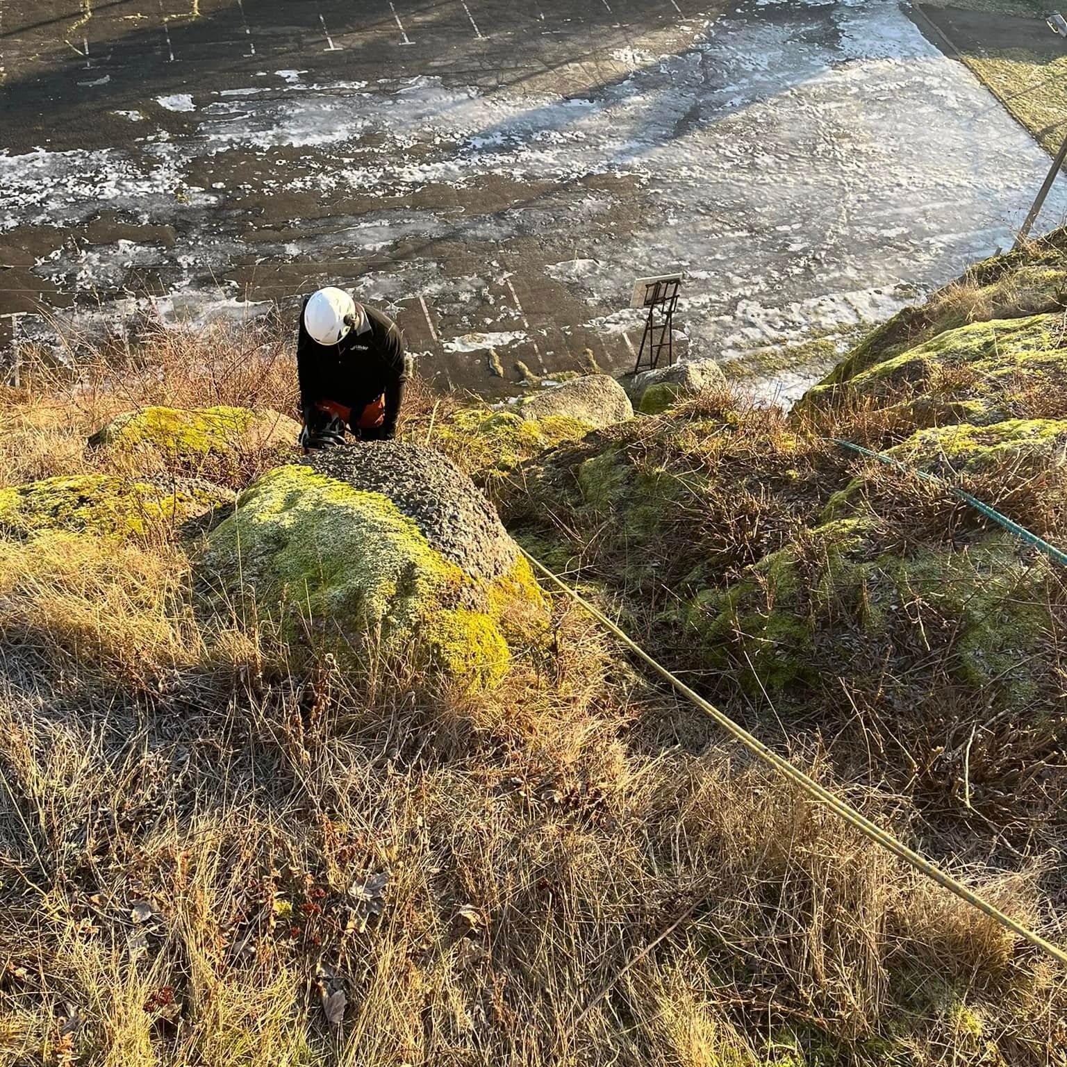 Rydding av vegetasjon i bratt bergterreng