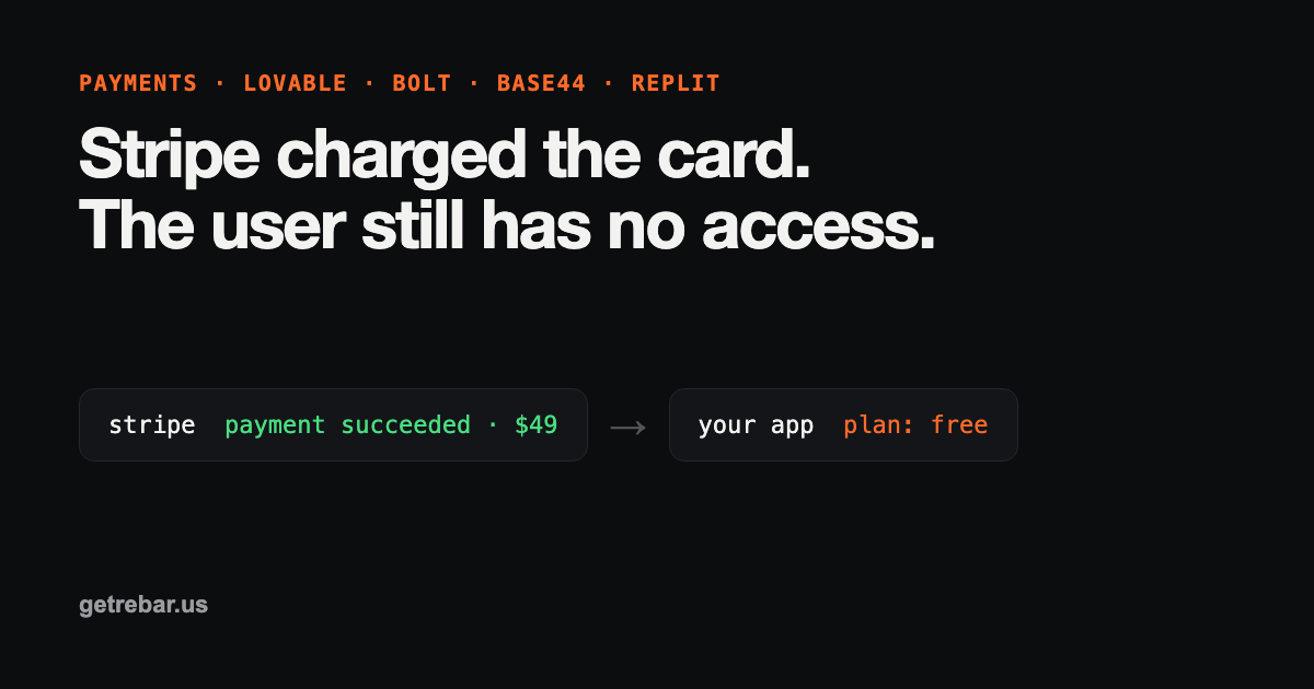 Stripe shows a successful payment while the app still shows the user on the free plan