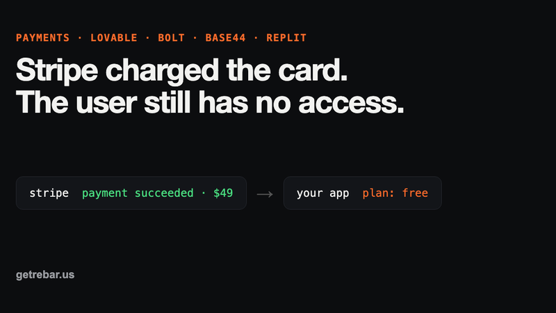 Stripe shows a successful payment while the app still shows the user on the free plan