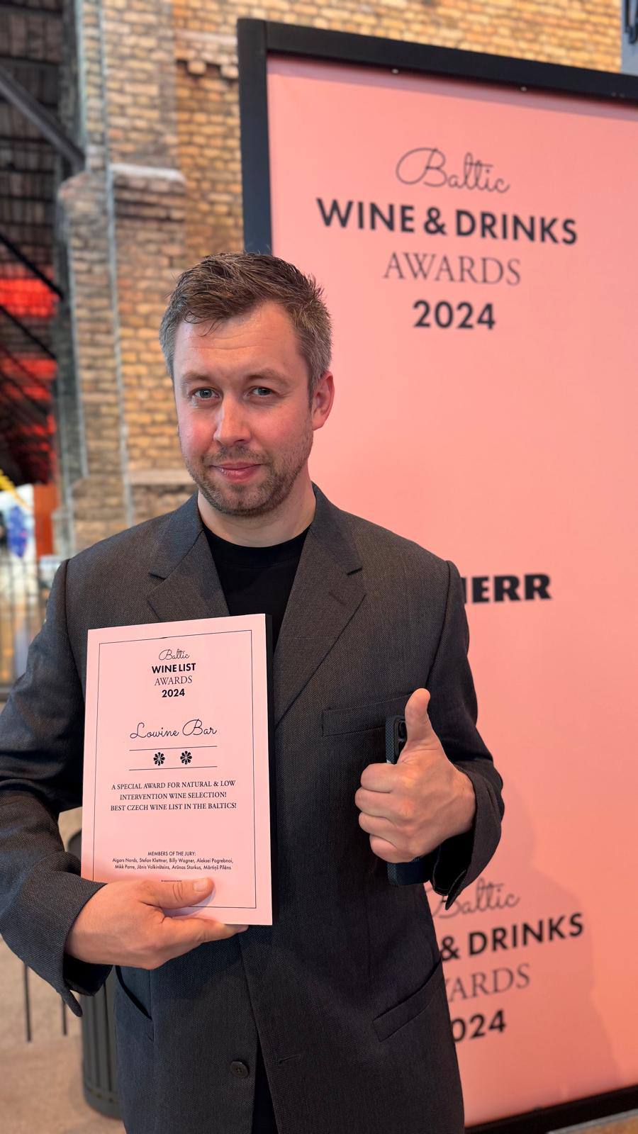 Anton Zhilin, LOWINE dibinātājs, Baltic Wine & Drinks Awards 2024 pasākumā