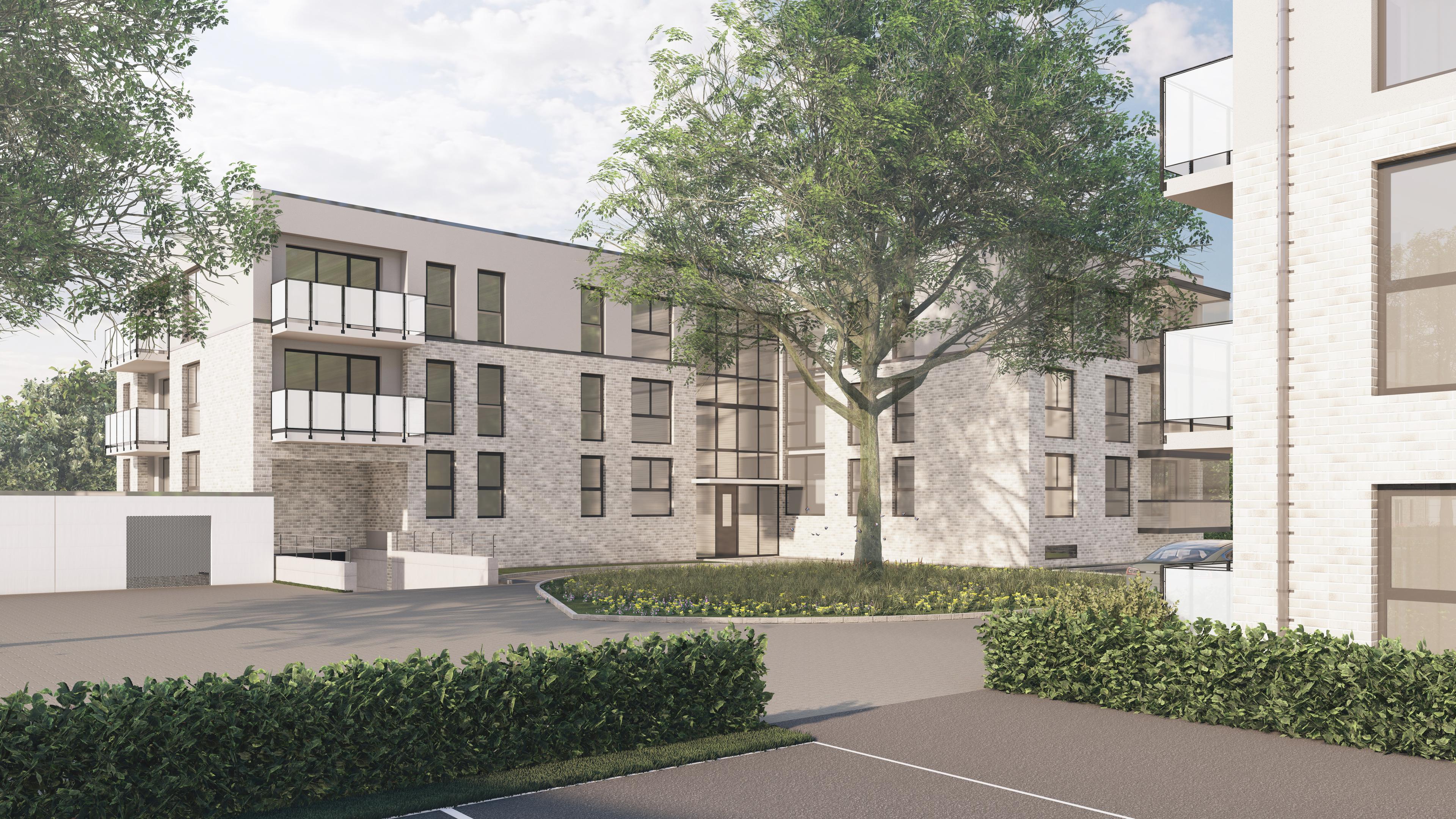 Frontansicht Haus 2 mit Innenhof, Projekt Norderstedt