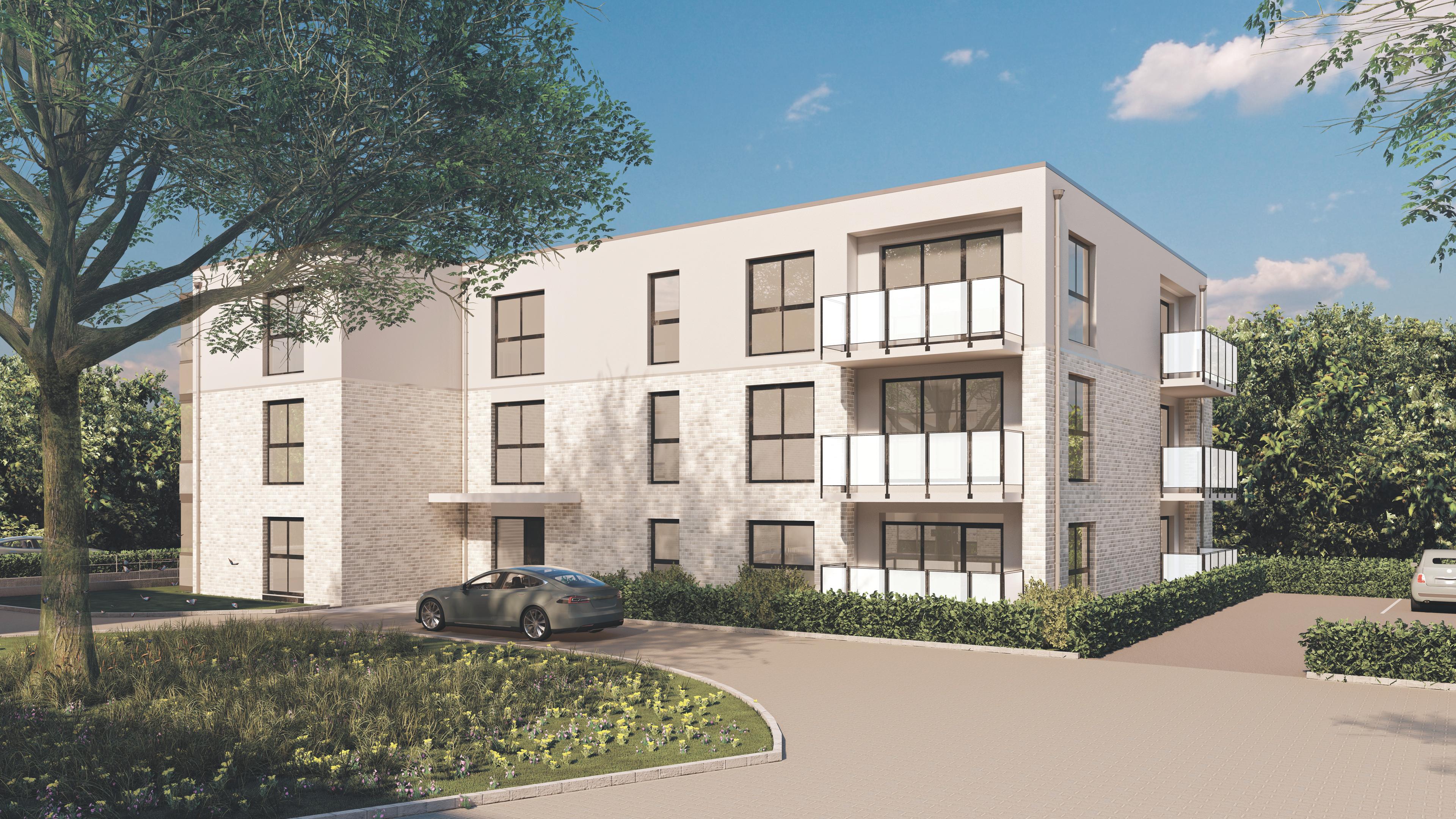 Frontansicht Haus 1 mit Innenhof, Projekt Norderstedt