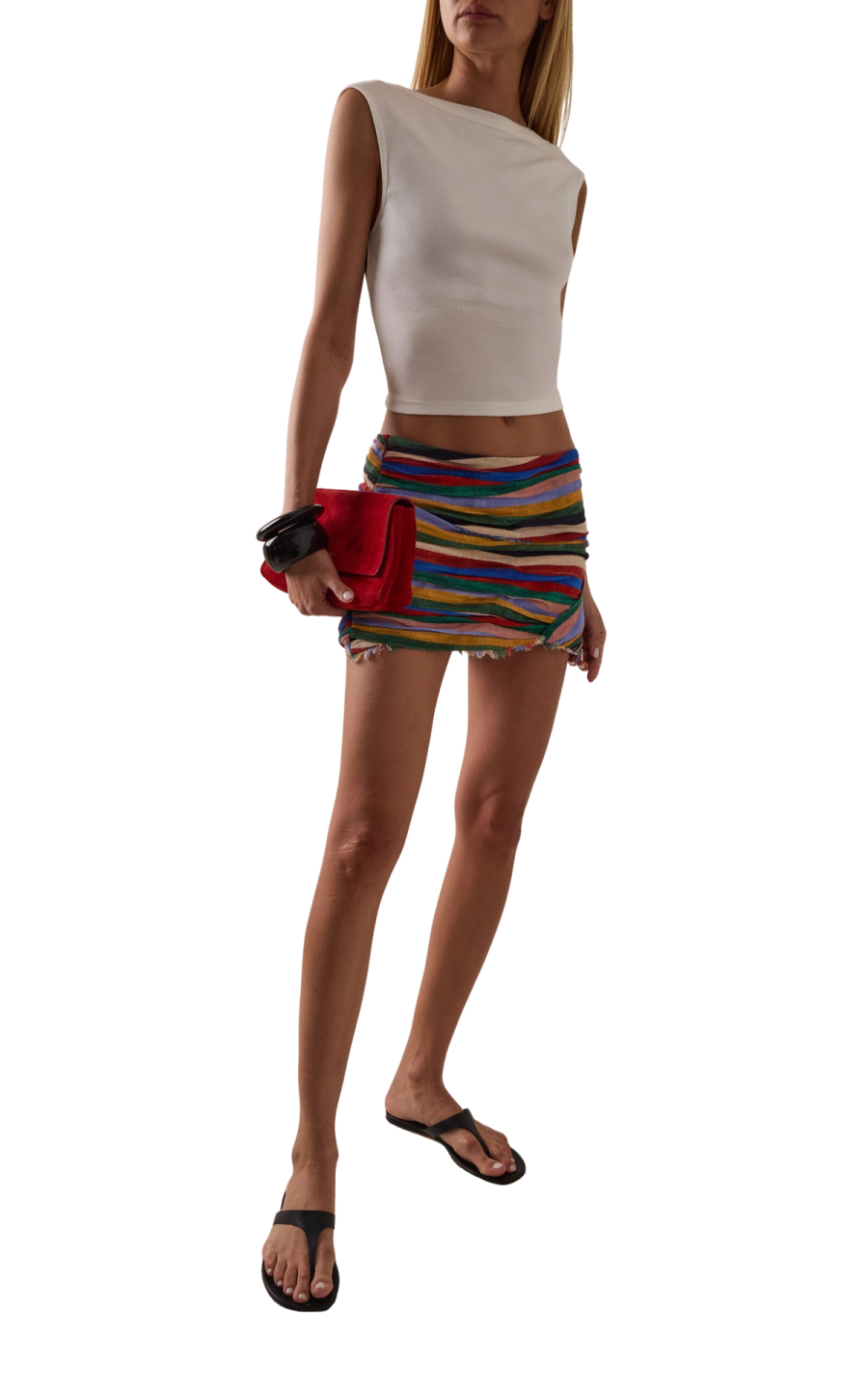 Nicola Striped Cotton Mini Skirt
