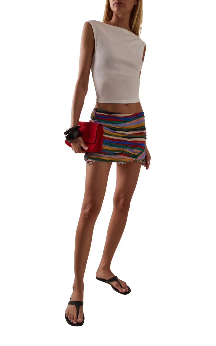 Nicola Striped Cotton Mini Skirt