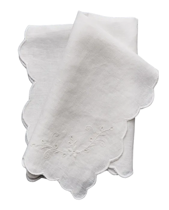 Linen Napkins with Floral Embroidery