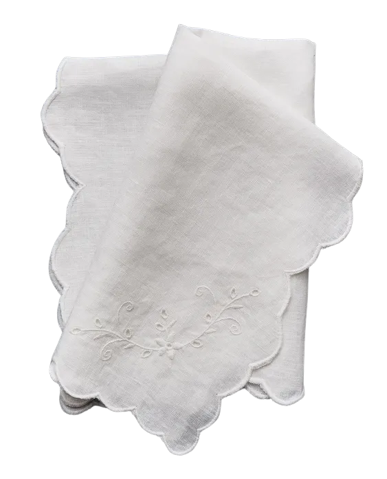 Linen Napkins with Floral Embroidery