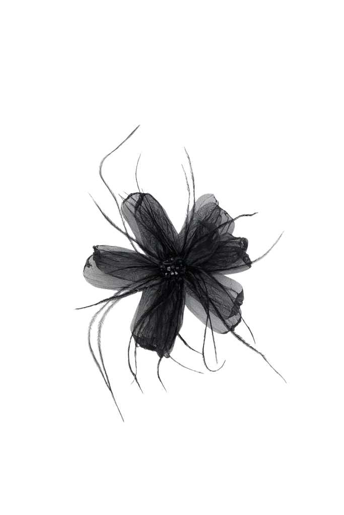 Embellished Feather Floral Pin