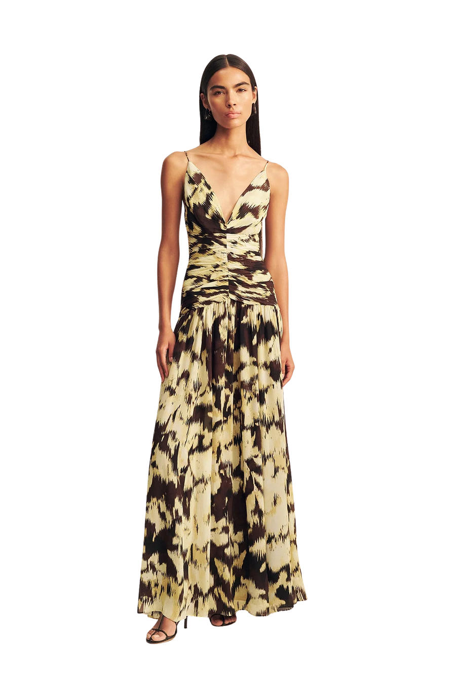 Shona Joy Benny Plunged Gathered Maxi Dress