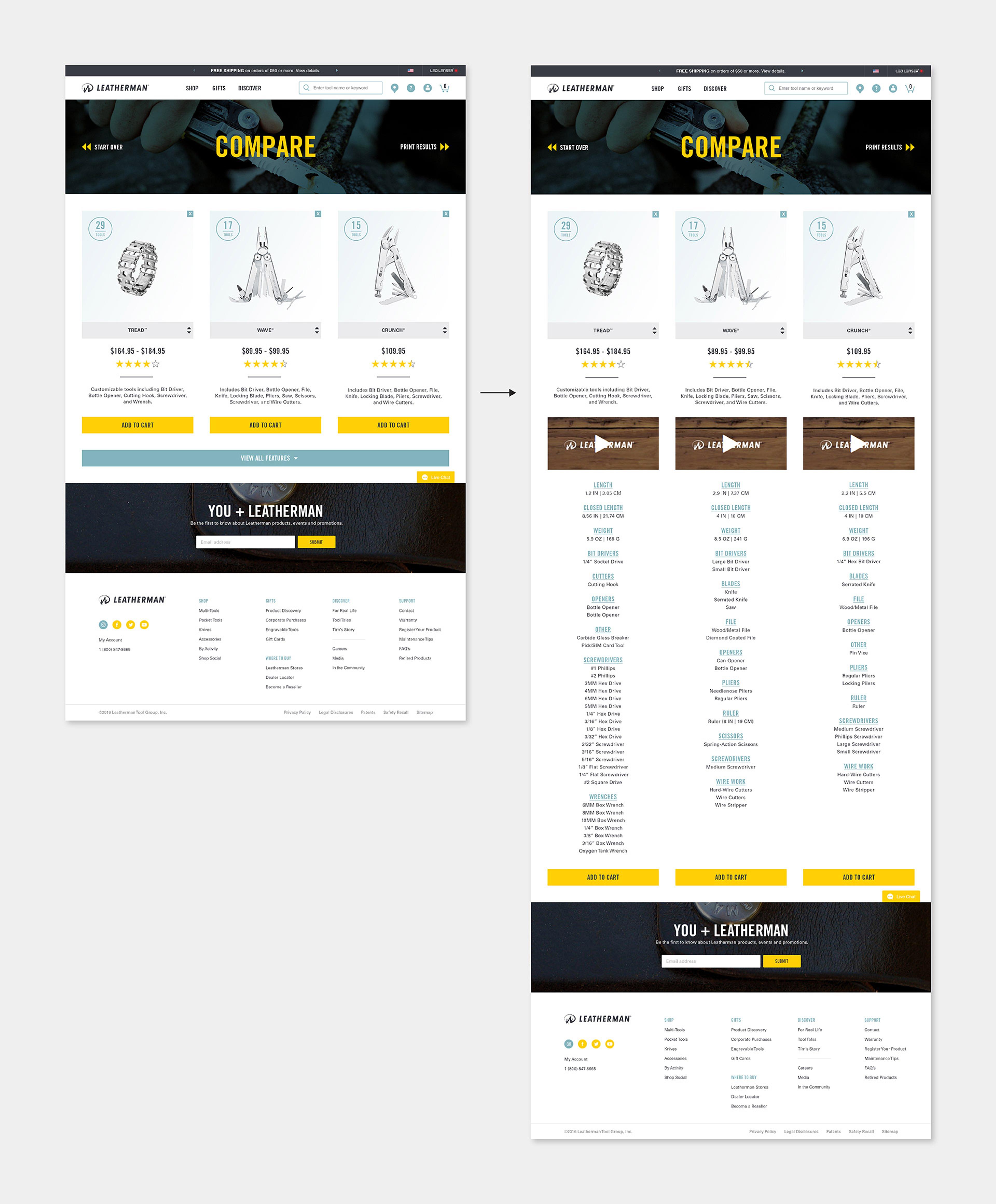 Tool comparison pages: desktop