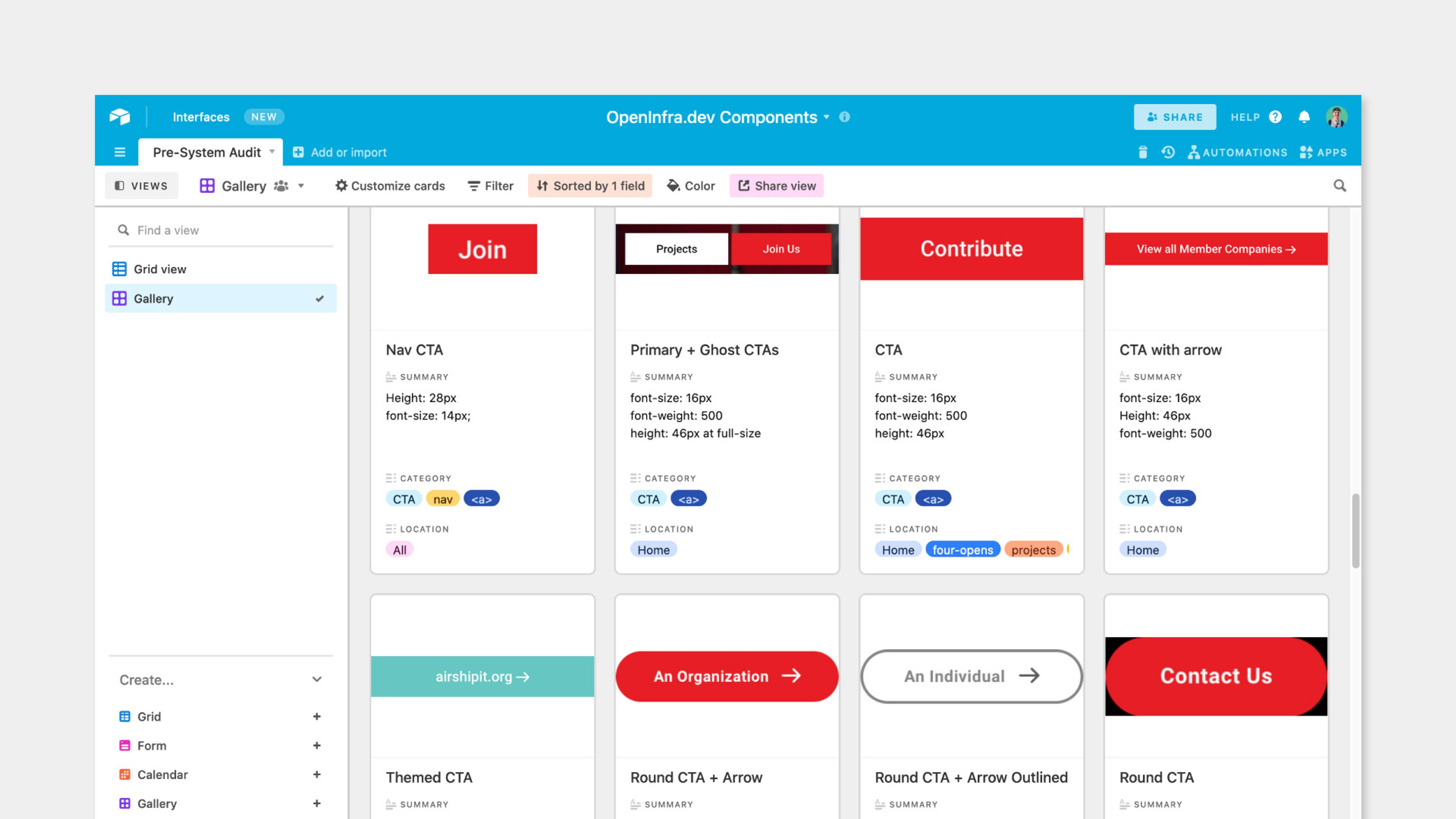 Airtable spreadsheet