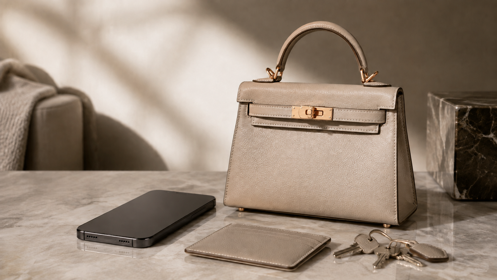 Mini structured handbag assessed for capacity, leather, provenance and ownership cost