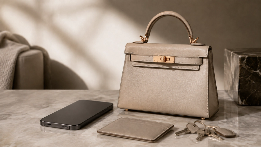 Mini structured handbag assessed for capacity, leather, provenance and ownership cost