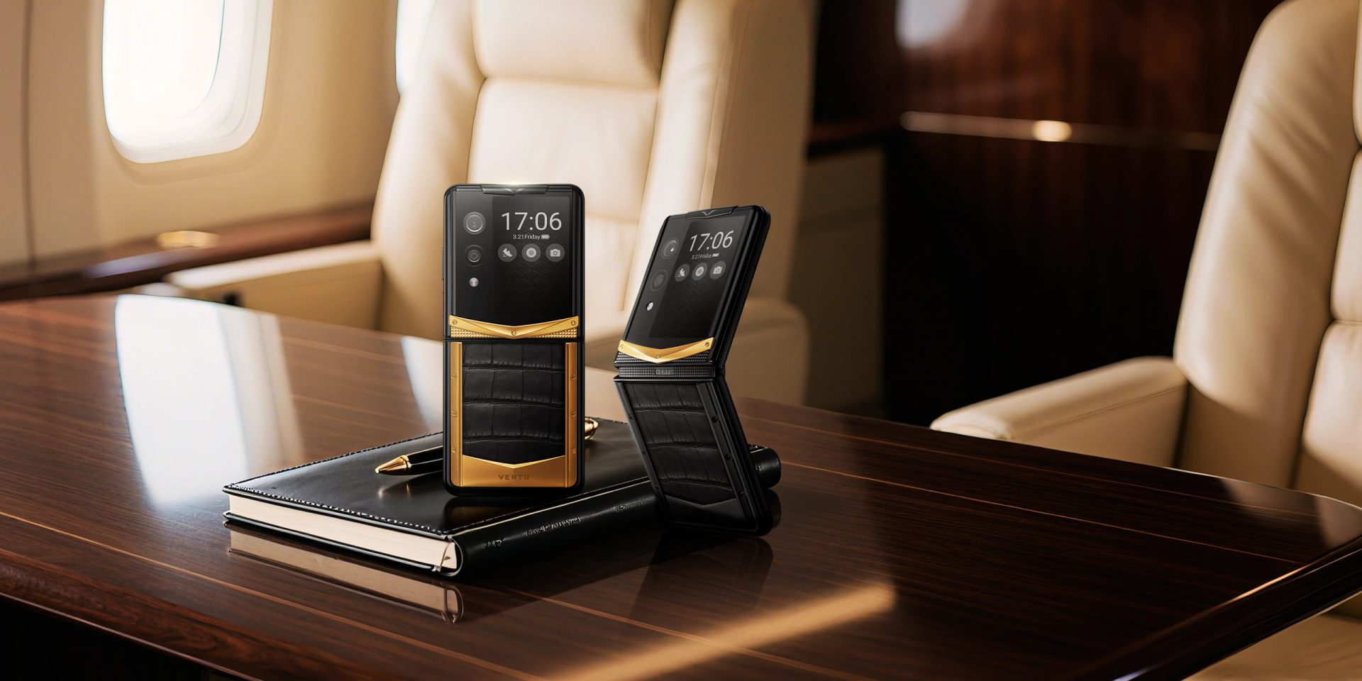 A sleek Android mobile phone with a sophisticated user interface on screen.