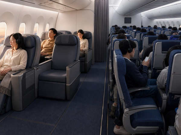 Wide Premium and Economy seats compared by pitch, width and cabin layout