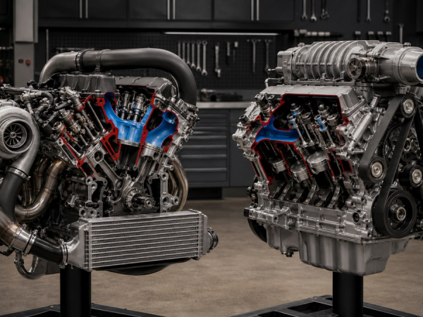 Turbo vs Supercharger shown in a practical side-by-side comparison