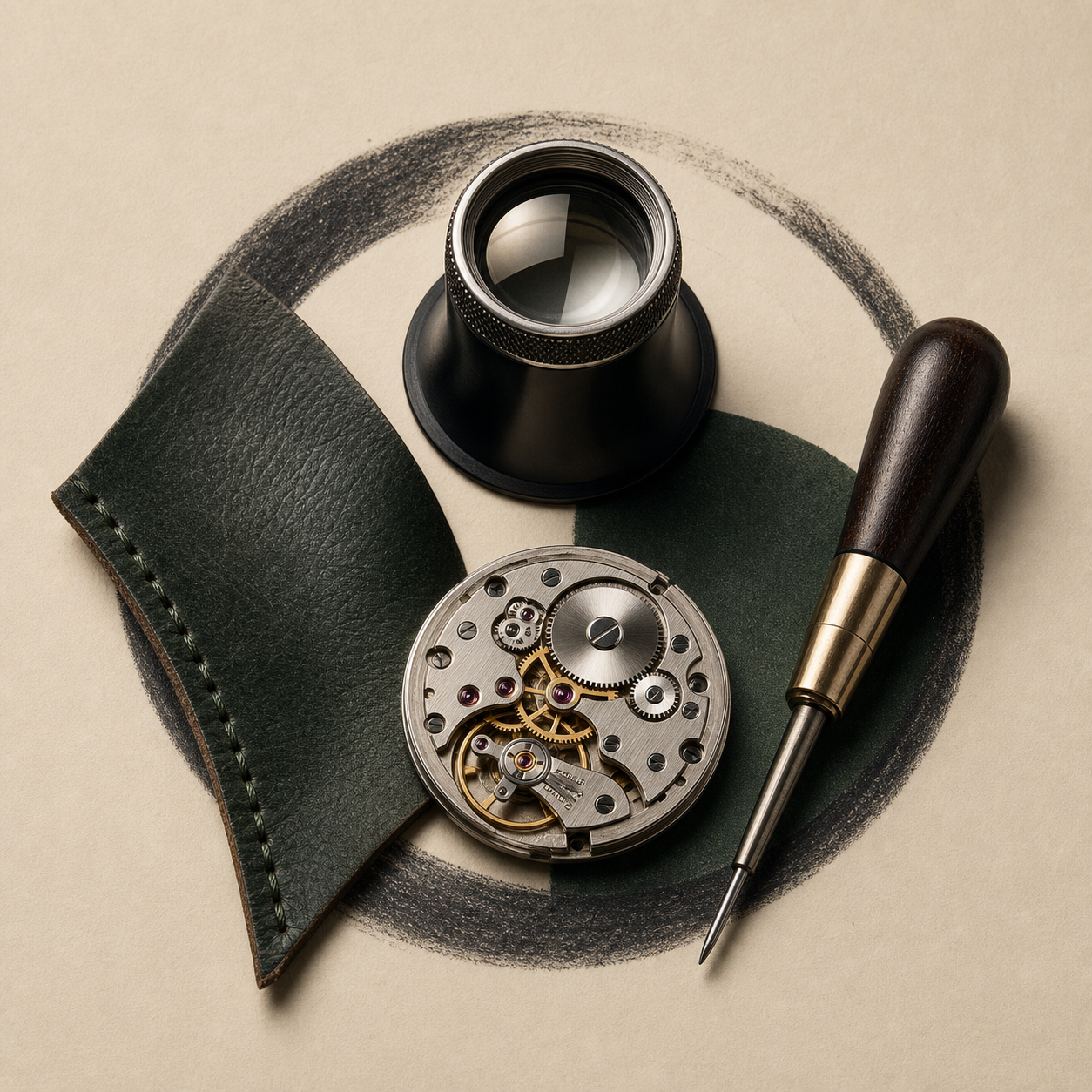 Watchmaking tools and movement for VERTU Watch and Craft Desk
