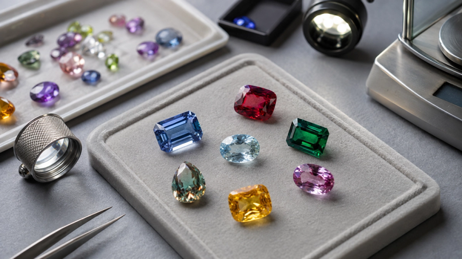 Rare gemstones assessed for identity, size, treatment and jewellery usability
