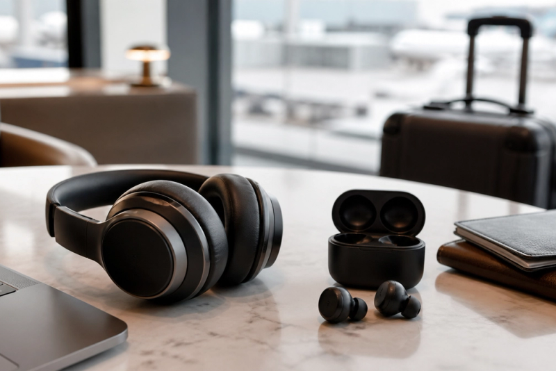 Headphones vs Earbuds shown as a practical side-by-side comparison