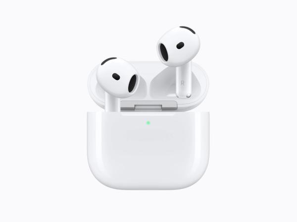 Official Apple product image showing AirPods 5 in their open charging case.