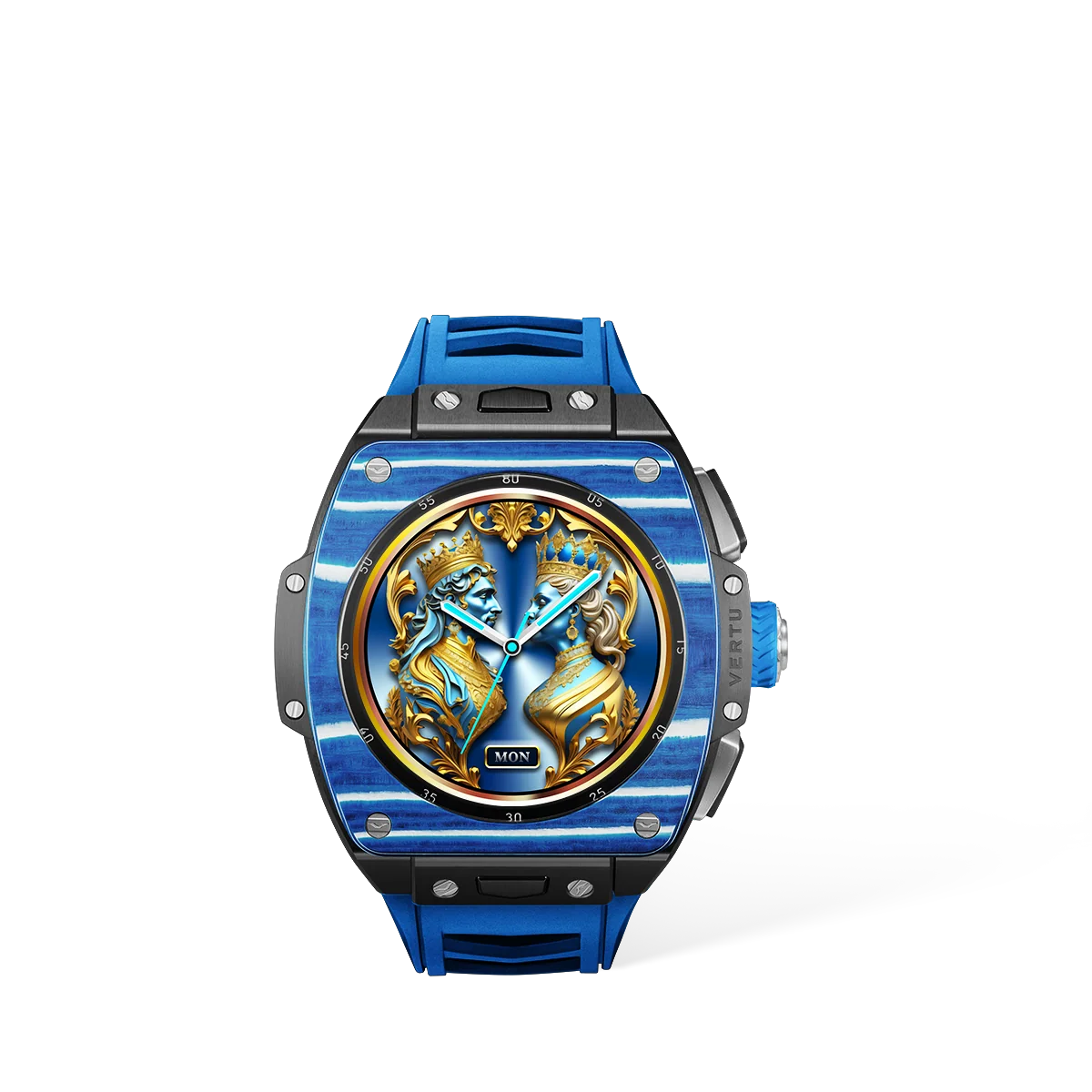 A detailed view of the VERTU Grand Watch face, highlighting the sapphire mirror and intricate dial.