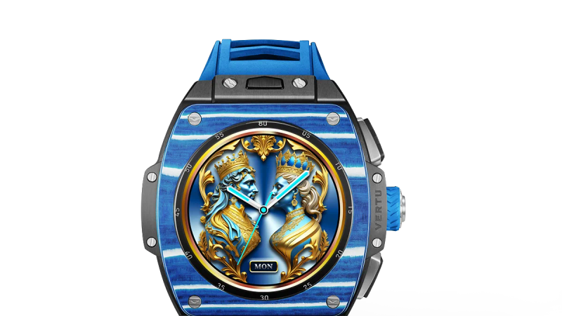 A detailed view of the VERTU Grand Watch face, highlighting the sapphire mirror and intricate dial.