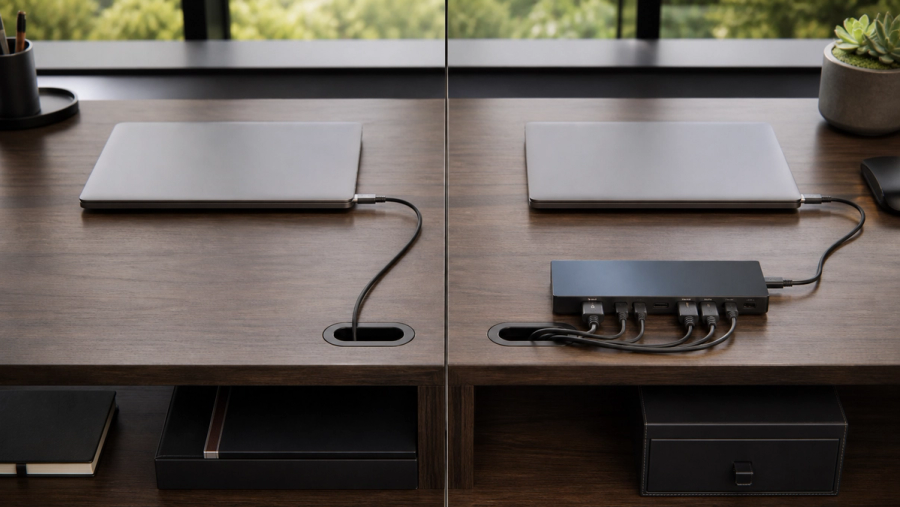 USB-C vs Thunderbolt shown in a practical side-by-side comparison