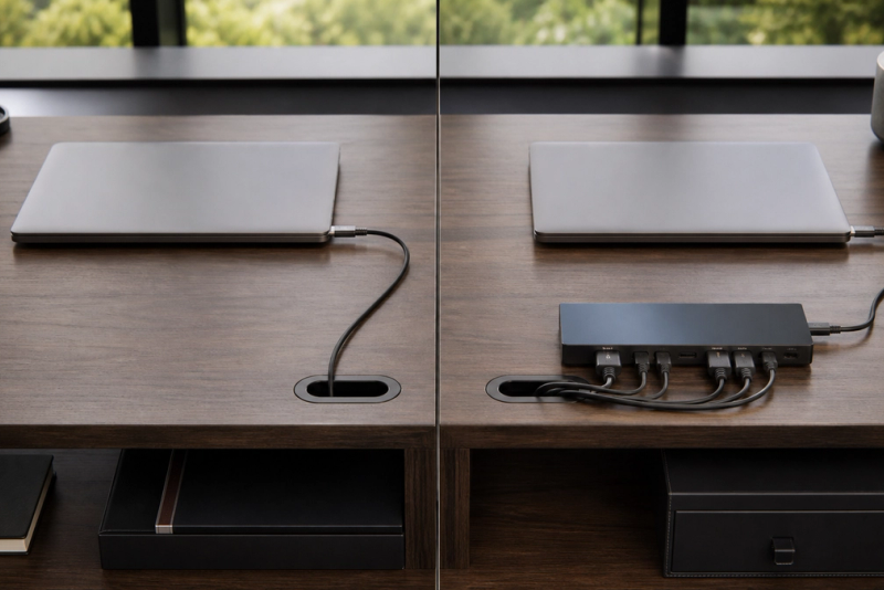 USB-C vs Thunderbolt shown in a practical side-by-side comparison