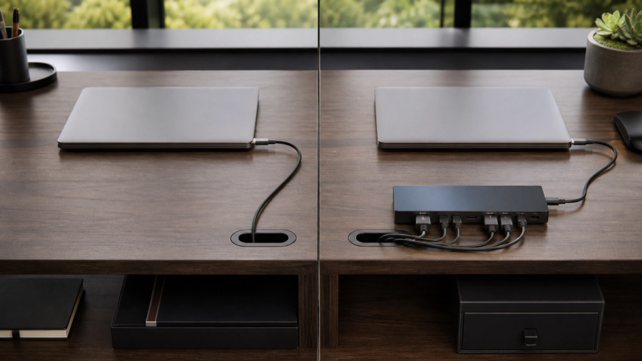 USB-C vs Thunderbolt shown in a practical side-by-side comparison