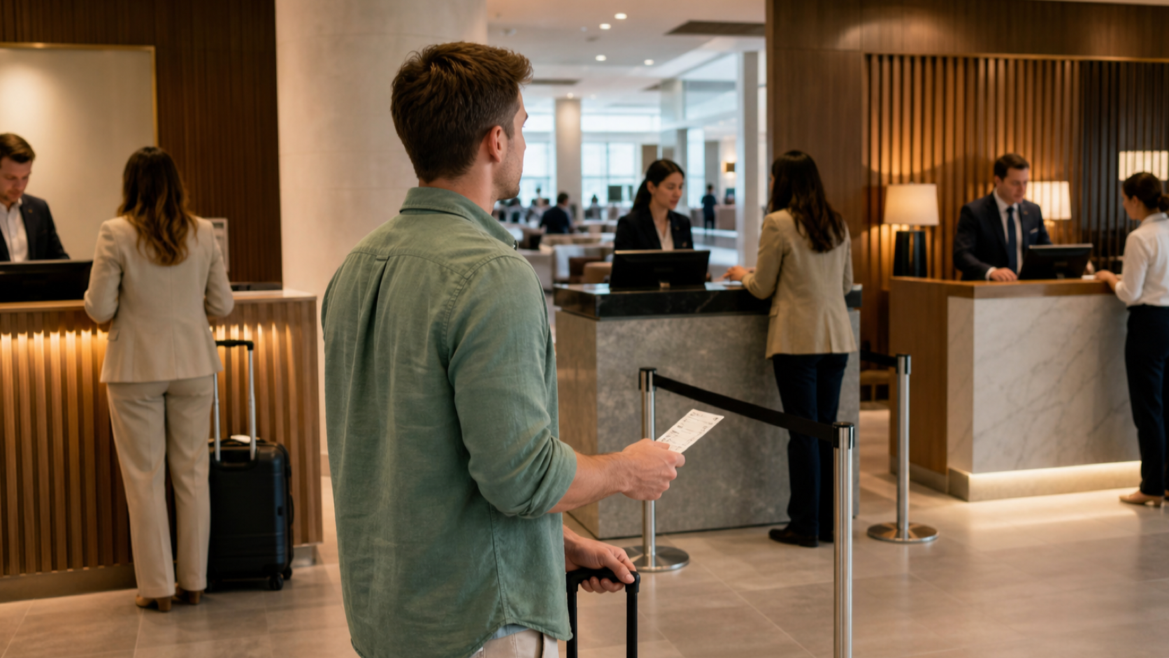 Premium economy traveller comparing included, status and paid lounge access