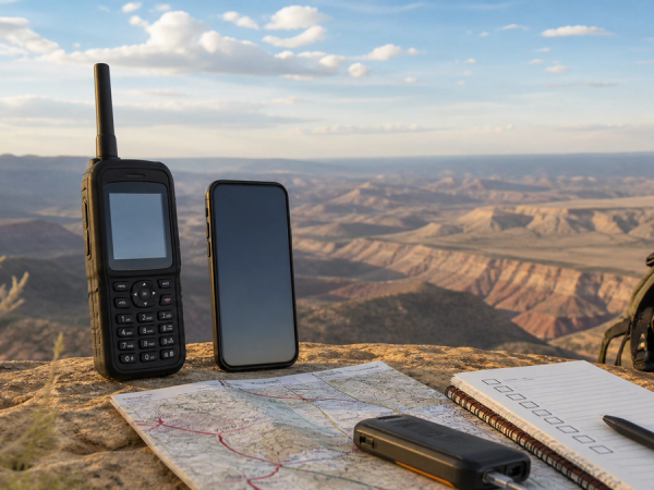 Satellite handset and smartphone compared for remote-travel backup